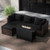 Heavy-duty Frame Rattan Sofa Set with 60000 BTU Firepit Table-Black - Color: Black D681-OP70370+HW66750ADK+