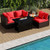 Heavy-duty Frame Rattan Sofa Set with 60000 BTU Firepit Table-Red B593-OP70370+HW66750+