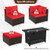 Heavy-duty Frame Rattan Sofa Set with 60000 BTU Firepit Table-Red B593-OP70370+HW66750+