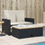  Patio Sofa with Cushions 2-Seater Black Poly Rattan&Acacia Wood A949-365141