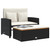  Patio Sofa with Cushions 2-Seater Black Poly Rattan&Acacia Wood A949-365141