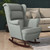  Rocking Chair Wingback Light Grey Velvet and Solid Wood A949-329363