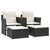  Patio Sofa 2-Seater with Stools Black Poly Rattan A949-365803