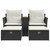  Patio Sofa 2-Seater with Stools Black Poly Rattan A949-365803