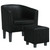  Tub Chair with Footstool Black Faux Leather A949-356491