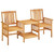 Patio Chairs with Tea Table and Cushions Solid Acacia Wood A949-3061292