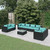 9 Piece Patio Lounge Set with Cushions Poly Rattan Black A949-3102289