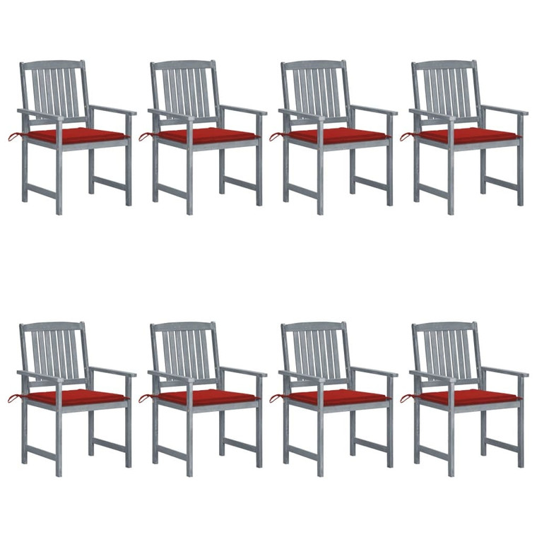 Patio Chairs with Cushions 8 pcs Solid Acacia Wood Gray A949-3078228