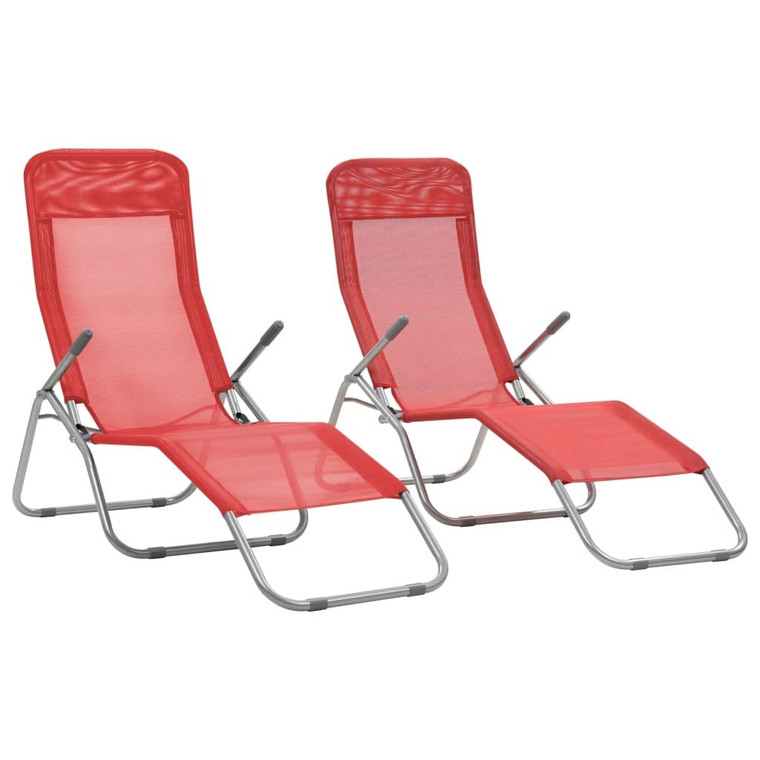 Folding Sun Loungers 2 pcs Textilene Red A949-44339