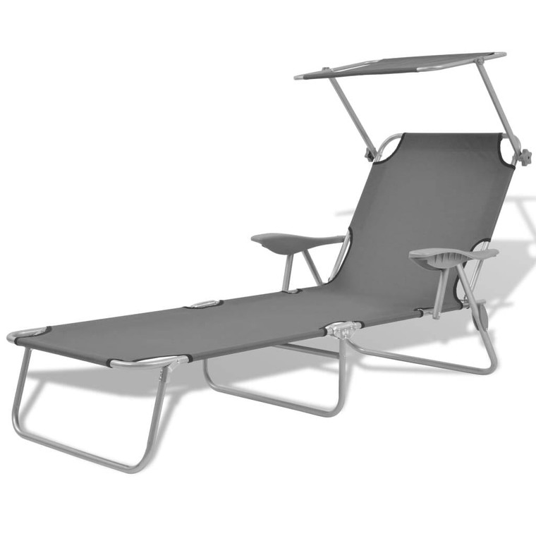 Sun Lounger with Canopy Steel Gray A949-42934