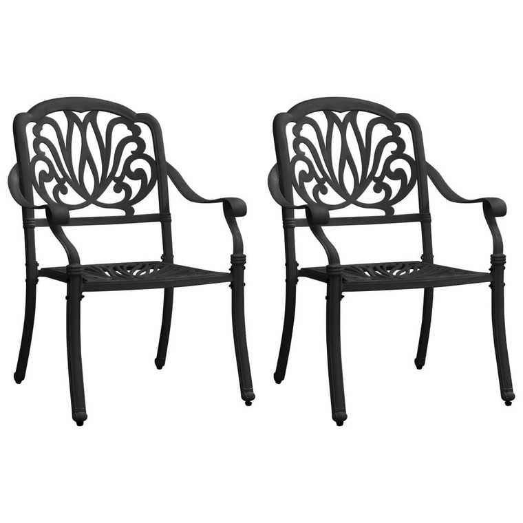 Patio Chairs 2 pcs Cast Aluminum Black A949-315568