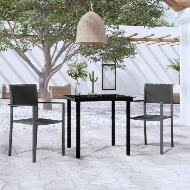 3 Piece Patio Dining Set Black A949-3099263