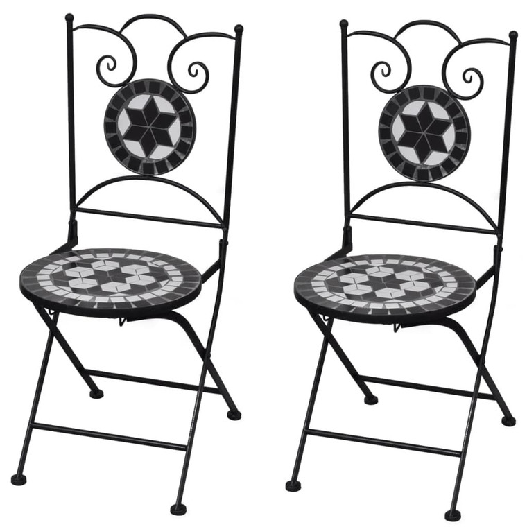 Folding Bistro Chairs 2 pcs Ceramic Black and White A949-41533