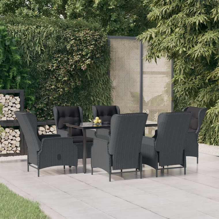  7 Piece Patio Dining Set Dark Gray Poly Rattan A949-3156791