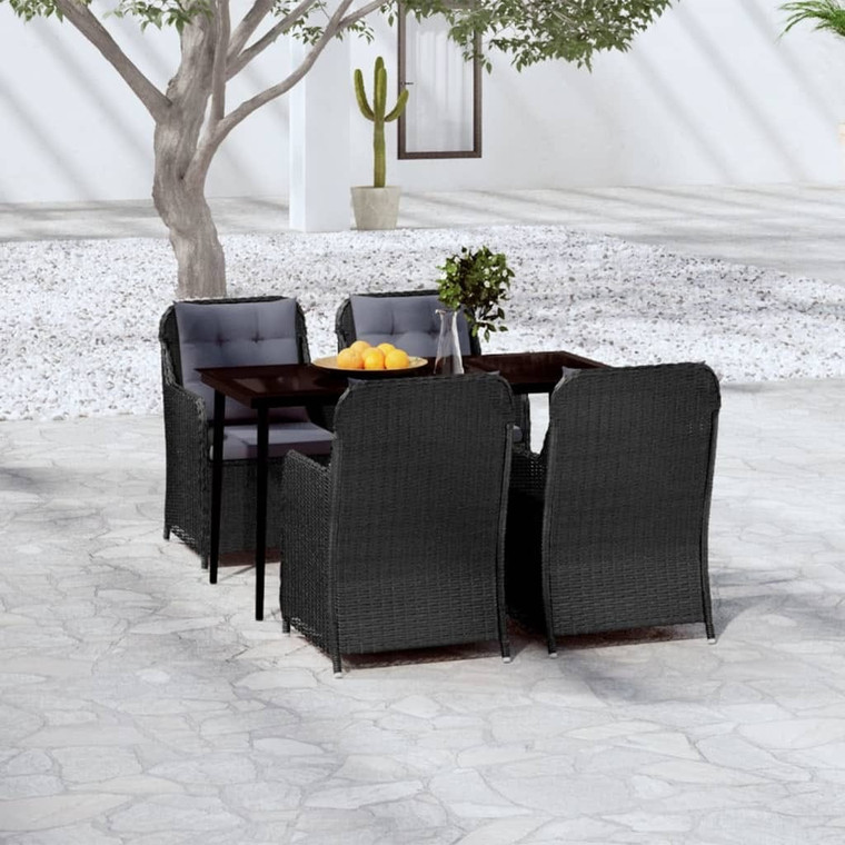  5 Piece Patio Dining Set Black A949-3099573