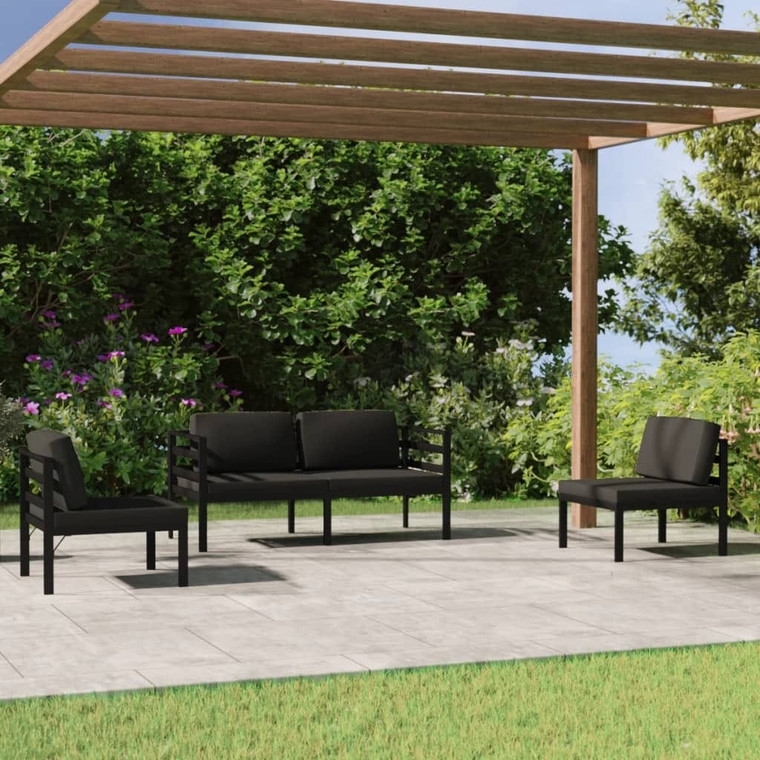  4 Piece Patio Lounge Set with Cushions Aluminum Anthracite A949-3107787