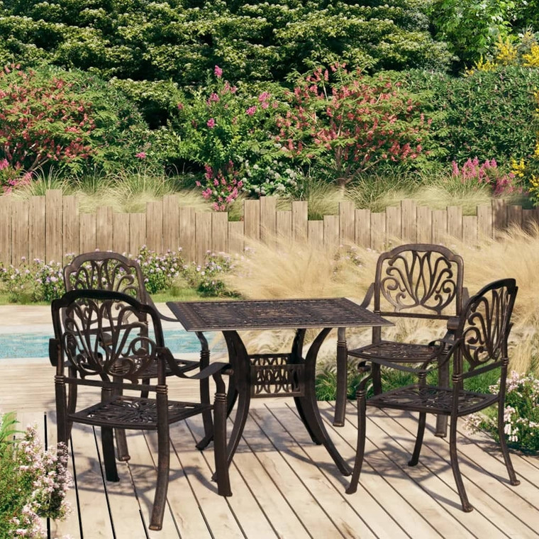  5 Piece Bistro Set Cast Aluminum Bronze A949-3070604