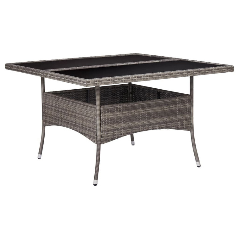  Patio Dining Table Gray Poly Rattan and Glass A949-46190