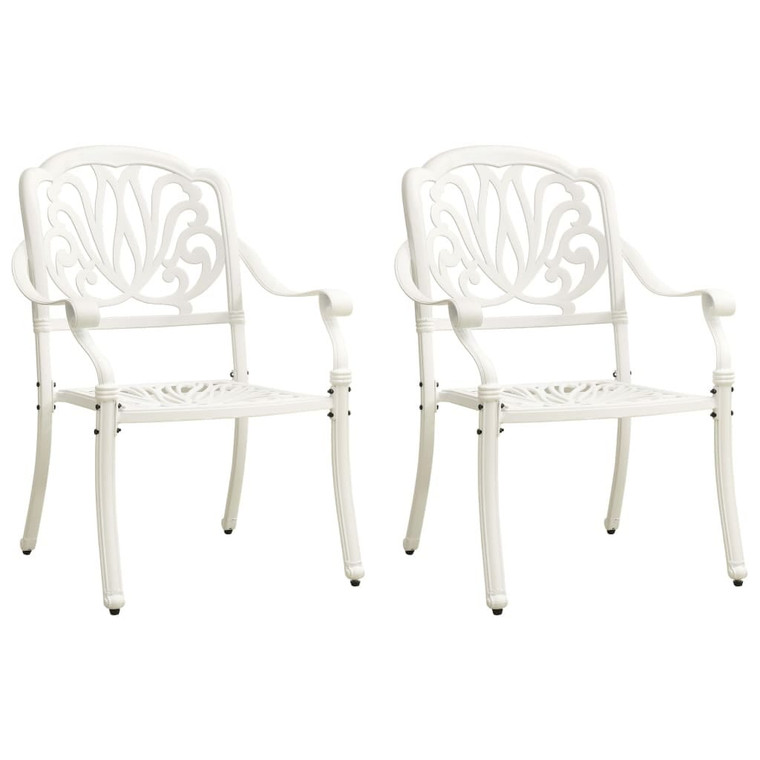  Patio Chairs 2 pcs Cast Aluminum White A949-315569