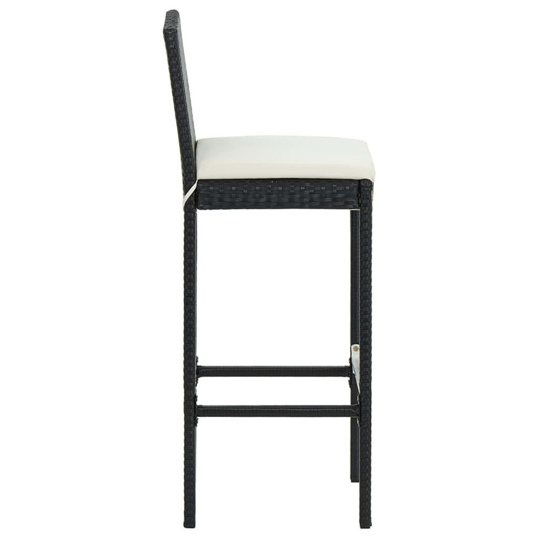  7 Piece Patio Bar Set with Cushions Poly Rattan Black A949-3064798