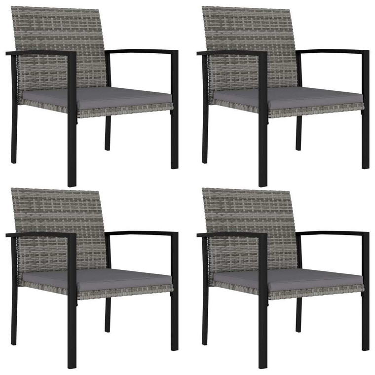  Patio Dining Chairs 4 pcs Poly Rattan Gray A949-315113