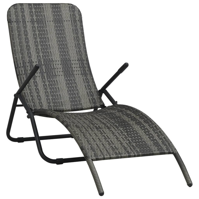  Folding Sun Lounger Poly Rattan Gray A949-48128