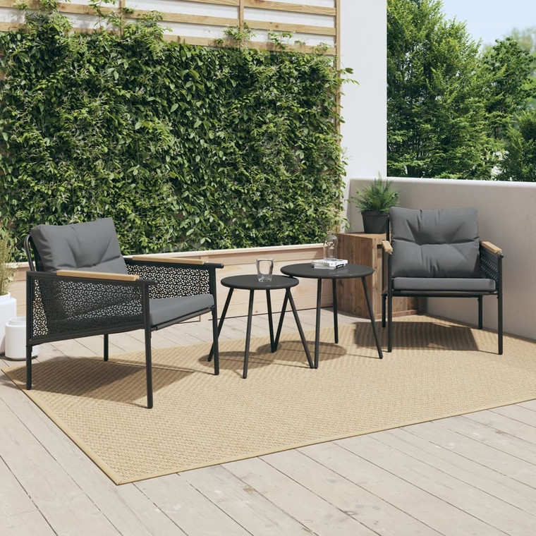  Patio Chairs with Cushions 2 pcs Black Steel A949-4009301