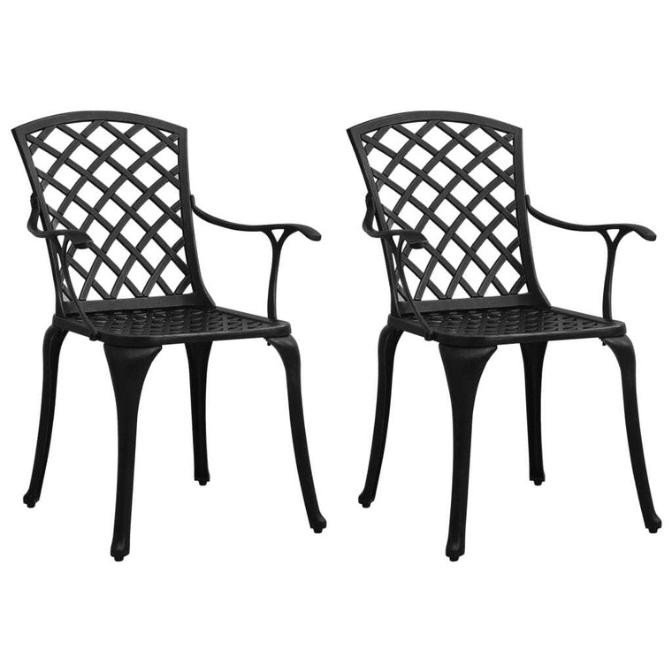  Patio Chairs 2 pcs Cast Aluminum Black A949-315572