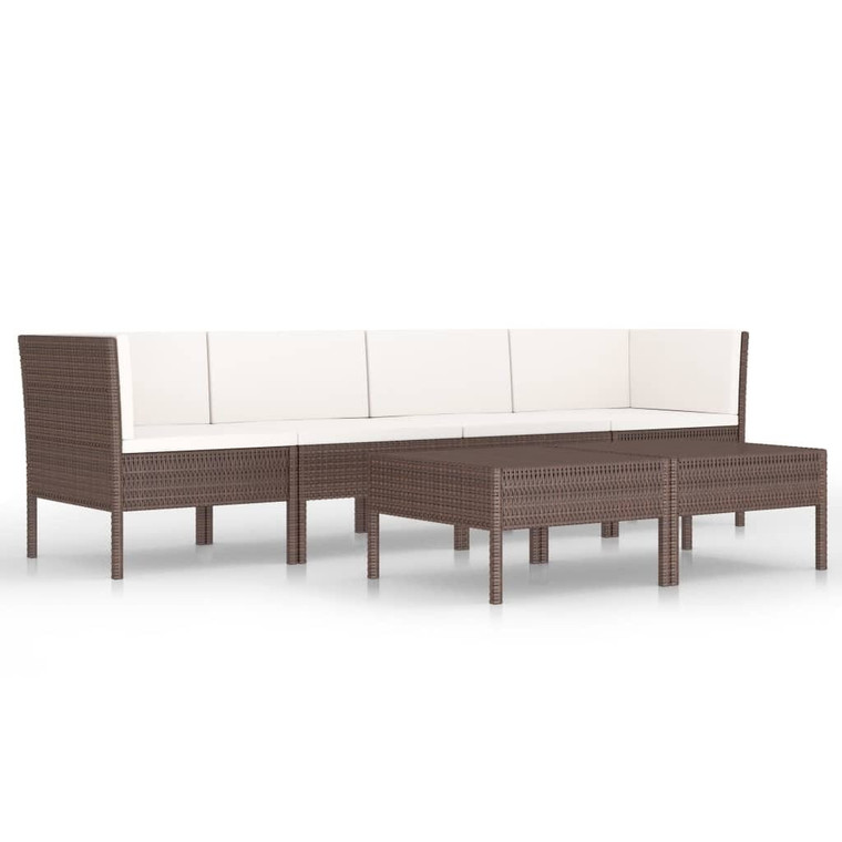  6 Piece Patio Lounge Set with Cushions Poly Rattan Brown A949-3056981