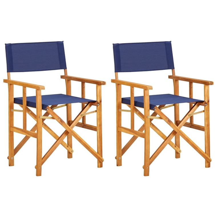  Director's Chairs 2 pcs Solid Acacia Wood Blue A949-45948