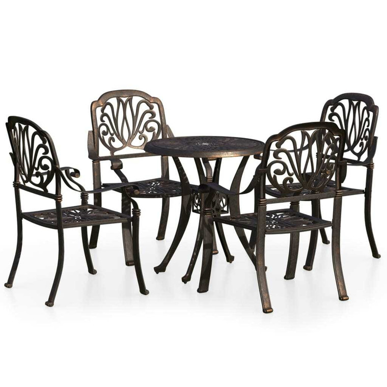  5 Piece Bistro Set Cast Aluminum Bronze A949-3070598