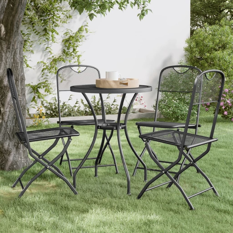  Folding Patio Chairs 4 pcs Expanded Metal Mesh Anthracite A949-317339