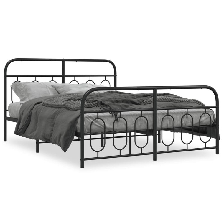  Metal Bed Frame without Mattress with Footboard Black 59.1"x78.7 A949-377137