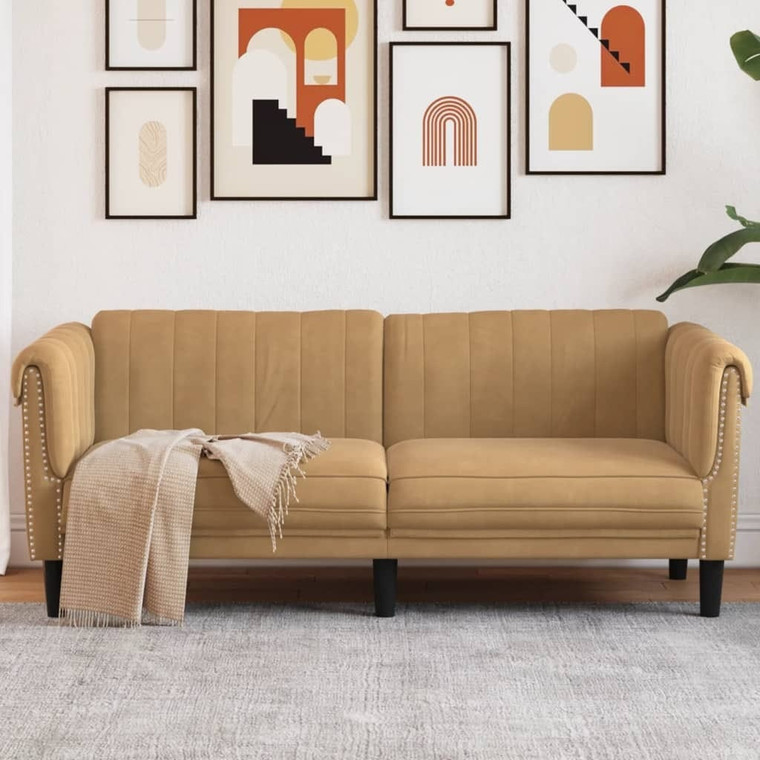  Sofa 2-Seater Brown Faux Suede Leather A949-372584