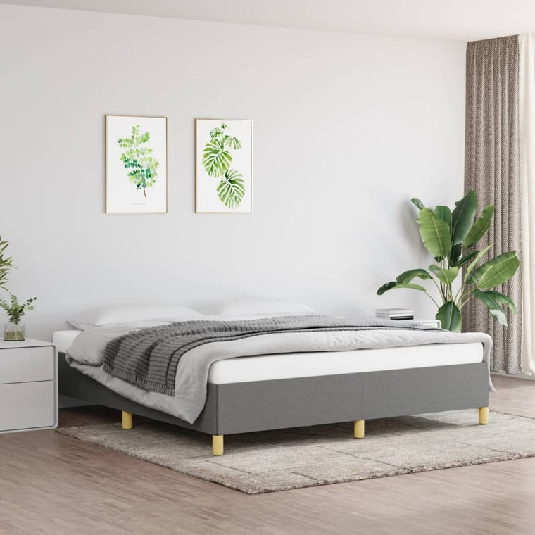 Bed Frame without Mattress Dark Gray 76"x79.9" King Fabric A949-347210