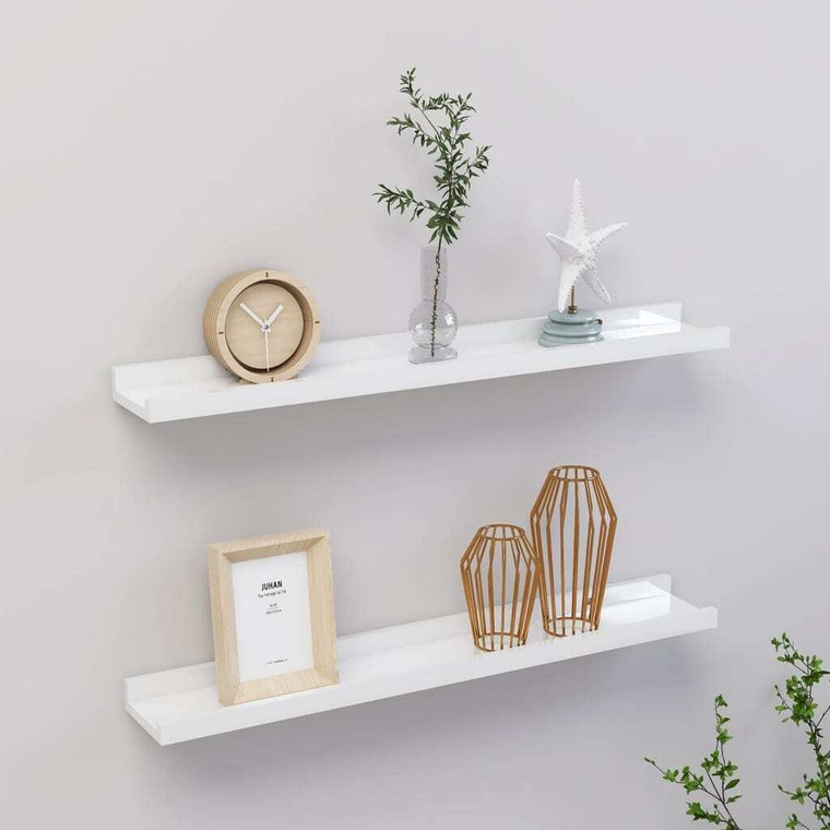  Wall Shelves 2 pcs High Gloss White 23.6"x3.5"x1.2 A949-326649