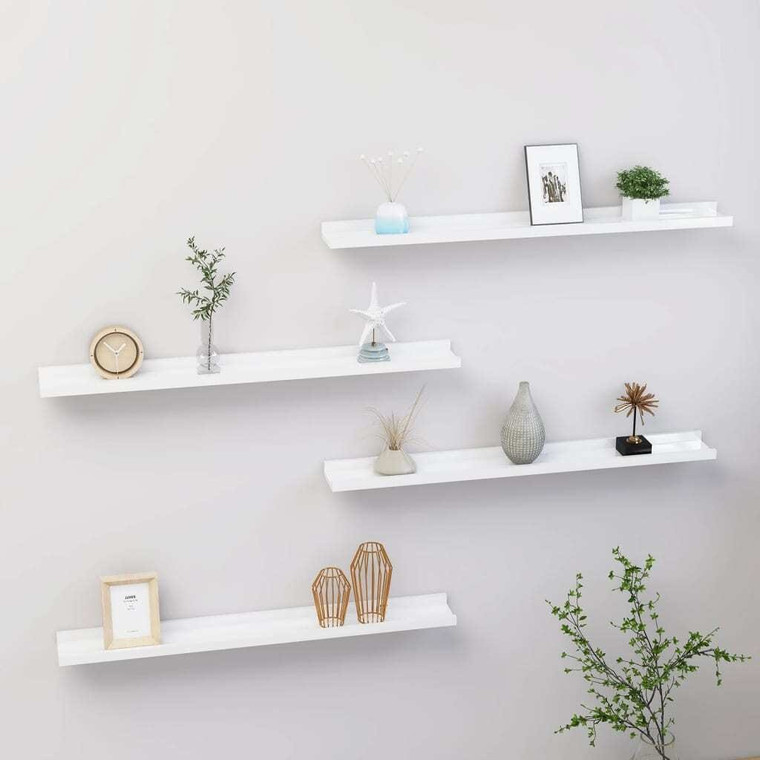  Wall Shelves 4 pcs High Gloss White 31.5"x3.5"x1.2 A949-326655