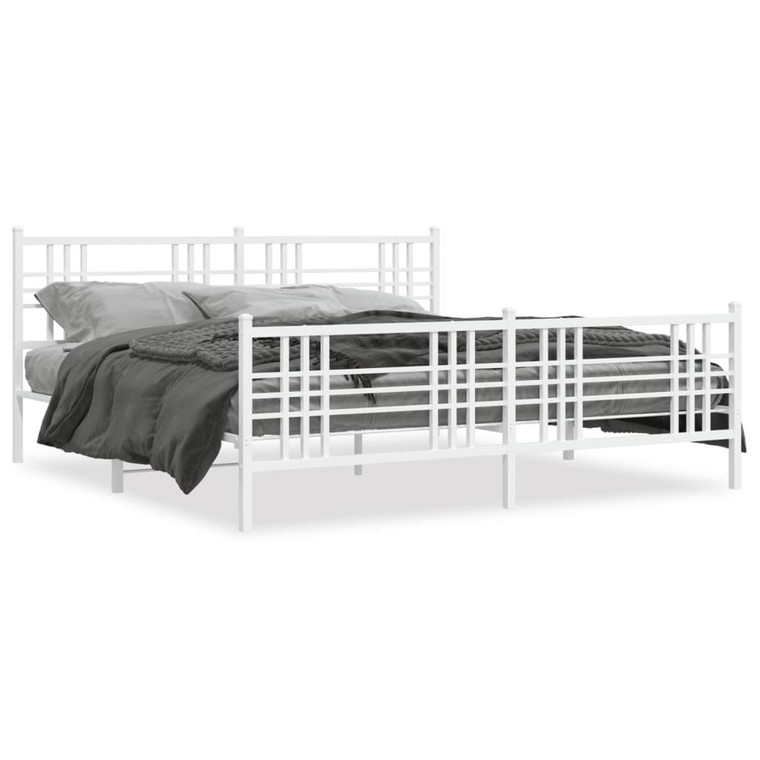  Metal Bed Frame without Mattress with Footboard White 76"x79.9 A949-376397