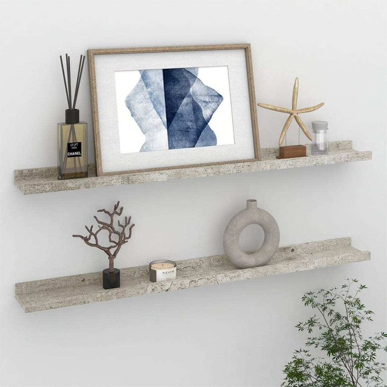  Wall Shelves 2 pcs Concrete Gray 31.5"x3.5"x1.2 A949-326701