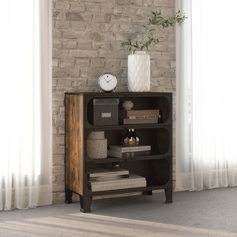  Storage Cabinet Rustic Brown 28.3"x14.2"x32.3" Metal and MDF A949-335911
