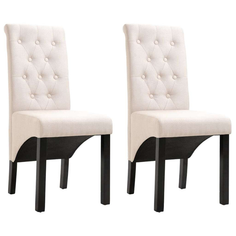  Dining Chairs 2 pcs Cream Fabric A949-249235