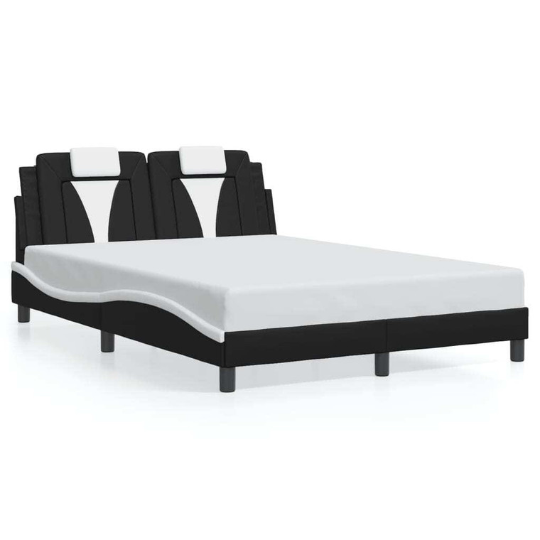  Bed Frame "Viana" without Mattress Black and White 53.9"x74.8" Faux Leather A949-3208132