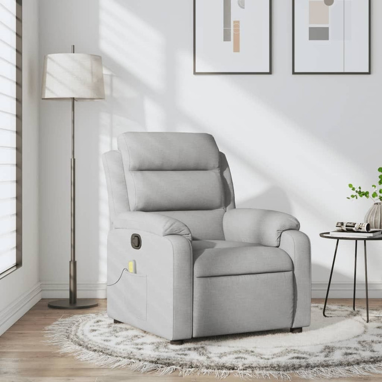  Massage Recliner Chair Light Gray Fabric A949-373474