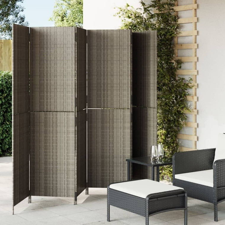  Room Divider 6 Panels Gray Poly Rattan A949-365354