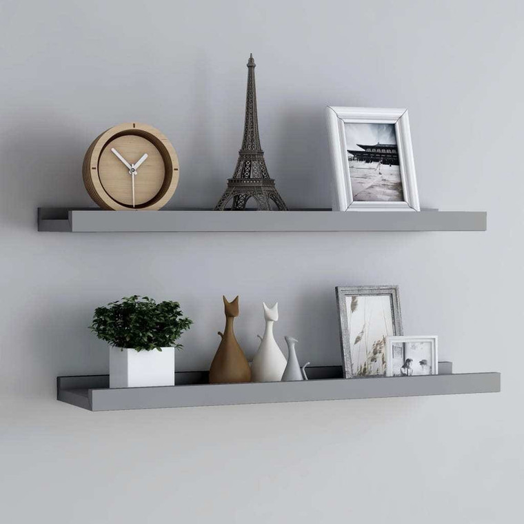  Picture Frame Ledge Shelves 2 pcs Gray 31.5"x3.5"x1.2" MDF A949-323936