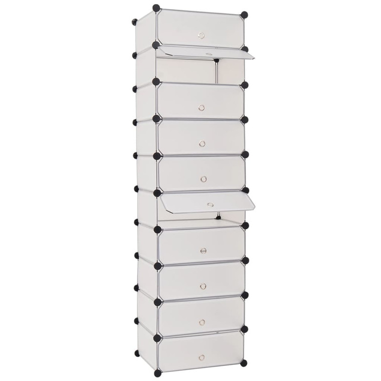  Interlocking Shoe Organizer with 10 Compartments White A949-244919