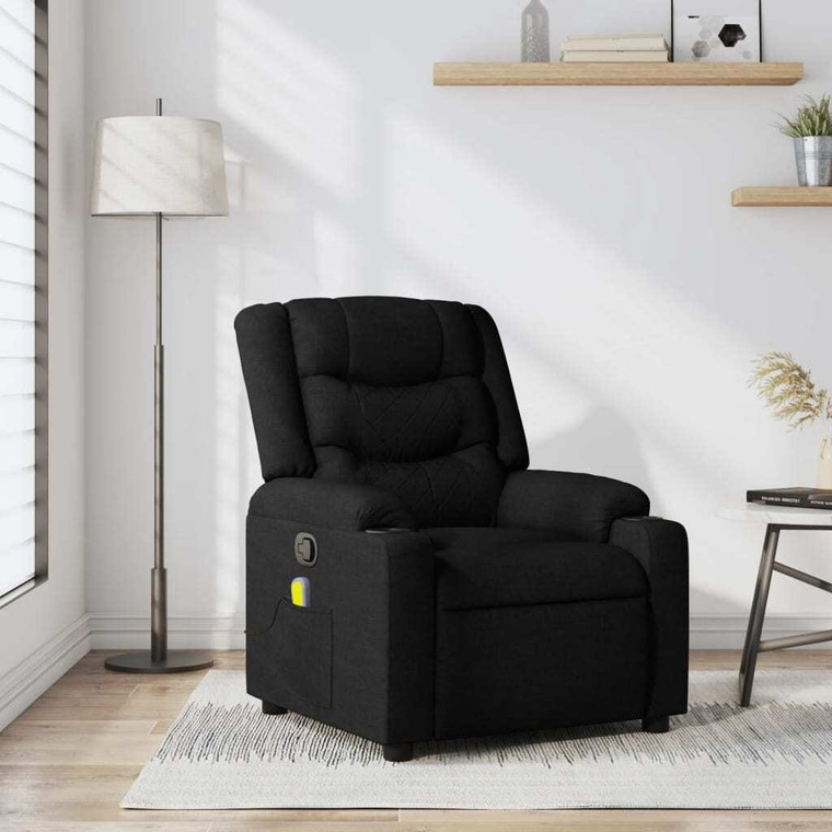  Massage Recliner Chair Black Fabric A949-3206893