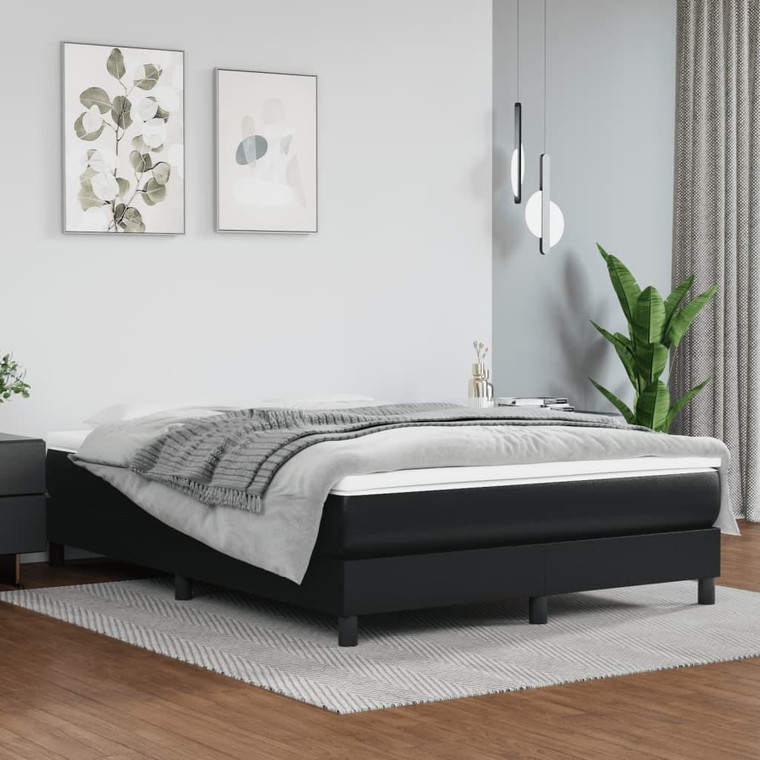  Box Spring Bed Frame Black Full Faux Leather (US Only) A949-3120728