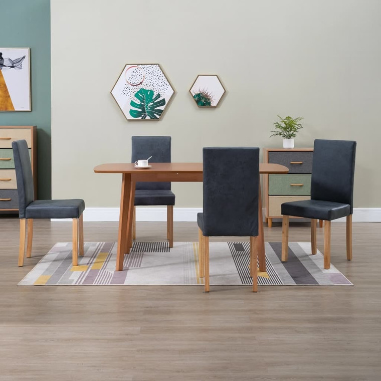  Dining Chairs 4 pcs Gray Faux Suede Leather A949-249213