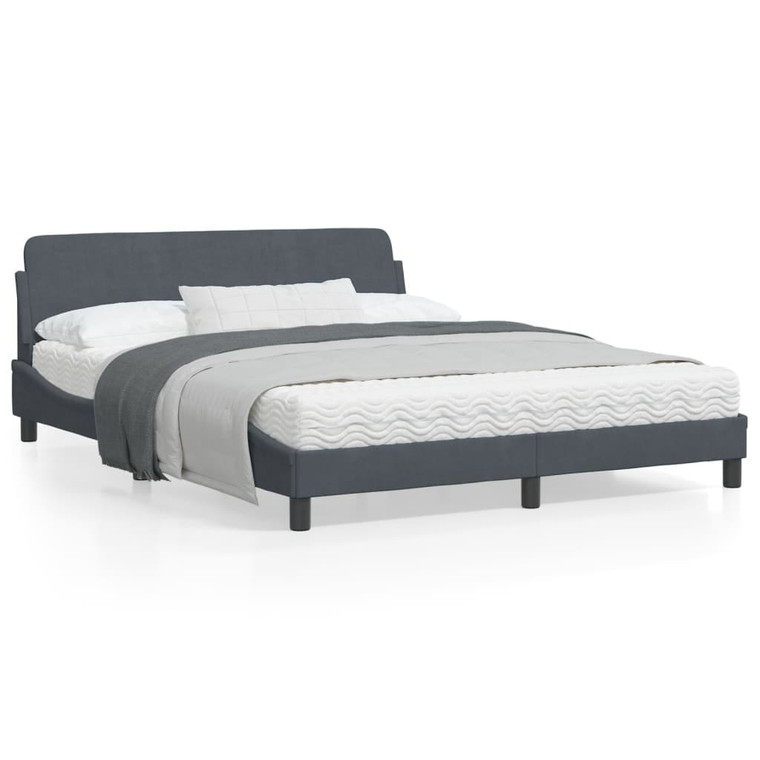  Bed Frame "Dover" Dark Gray 59.8"x79.9" Velvet A949-373292